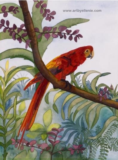 Red parrot artwork