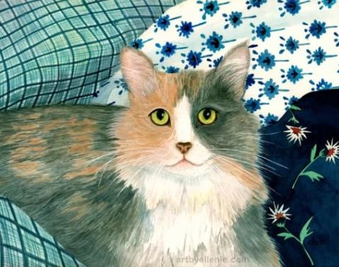 White cat artwork titled Blanch